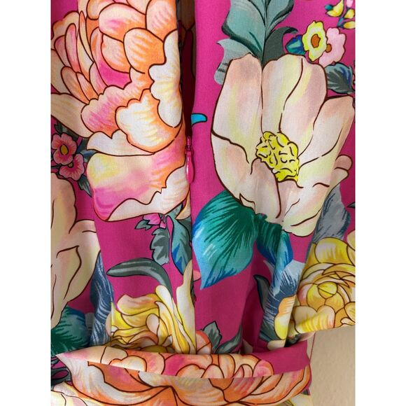 Farm Rio Anthropologie Eulalie Wide-Leg Jumpsuit size XS pink floral spring - Picture 9 of 12